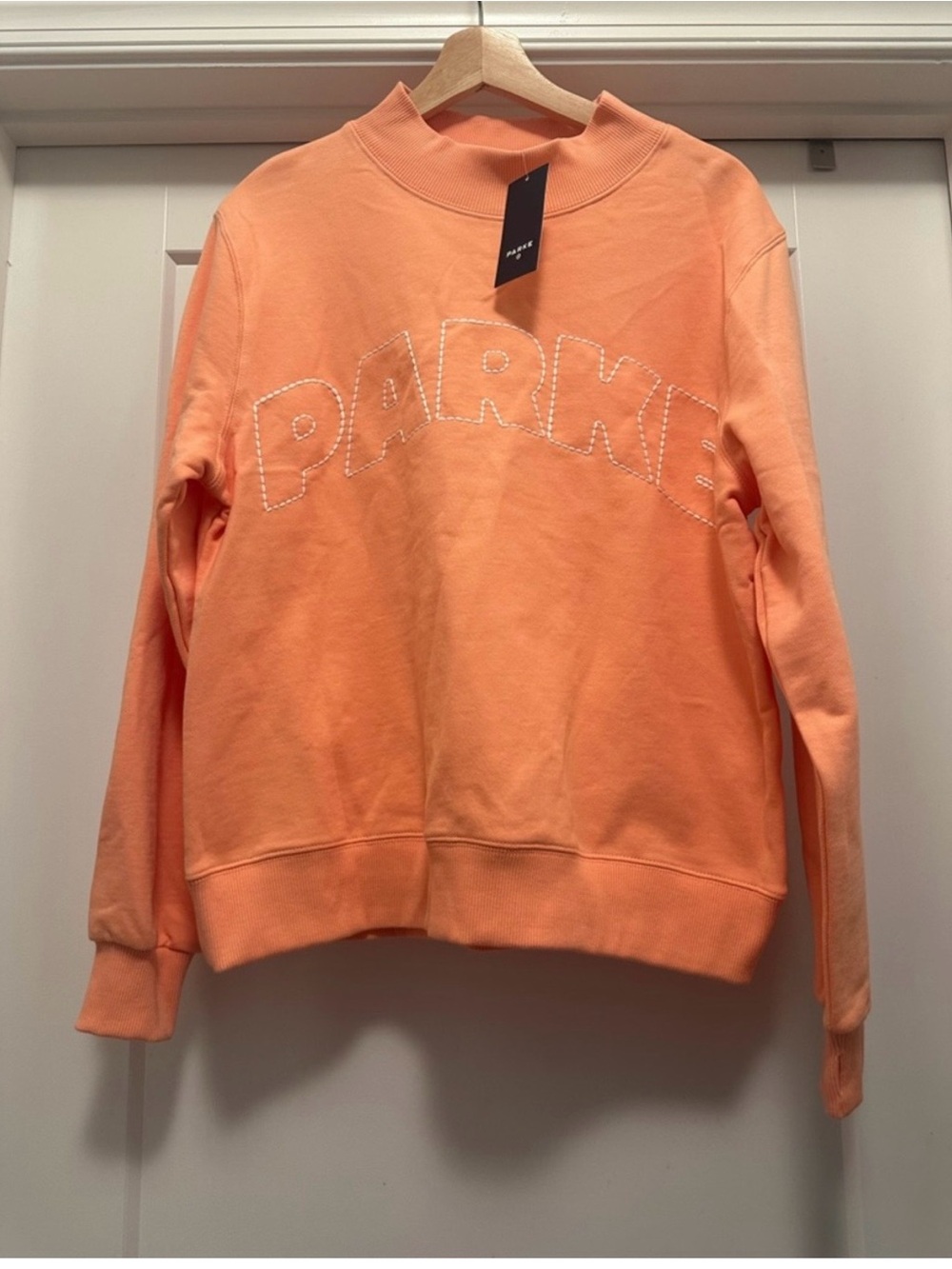 🎯🧡NWT! Peach Orange Mockneck Pullover Sweatshirt PARKE x TARGET - Size L/XL - Picture 3 of 9